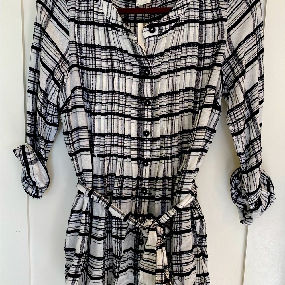 Plaid Tunic with Tie Waist
